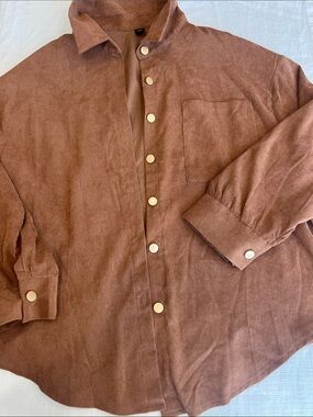 🔥🔥SHEIN curve 2XL  Rust Brown Corduroy Shirt Jacket